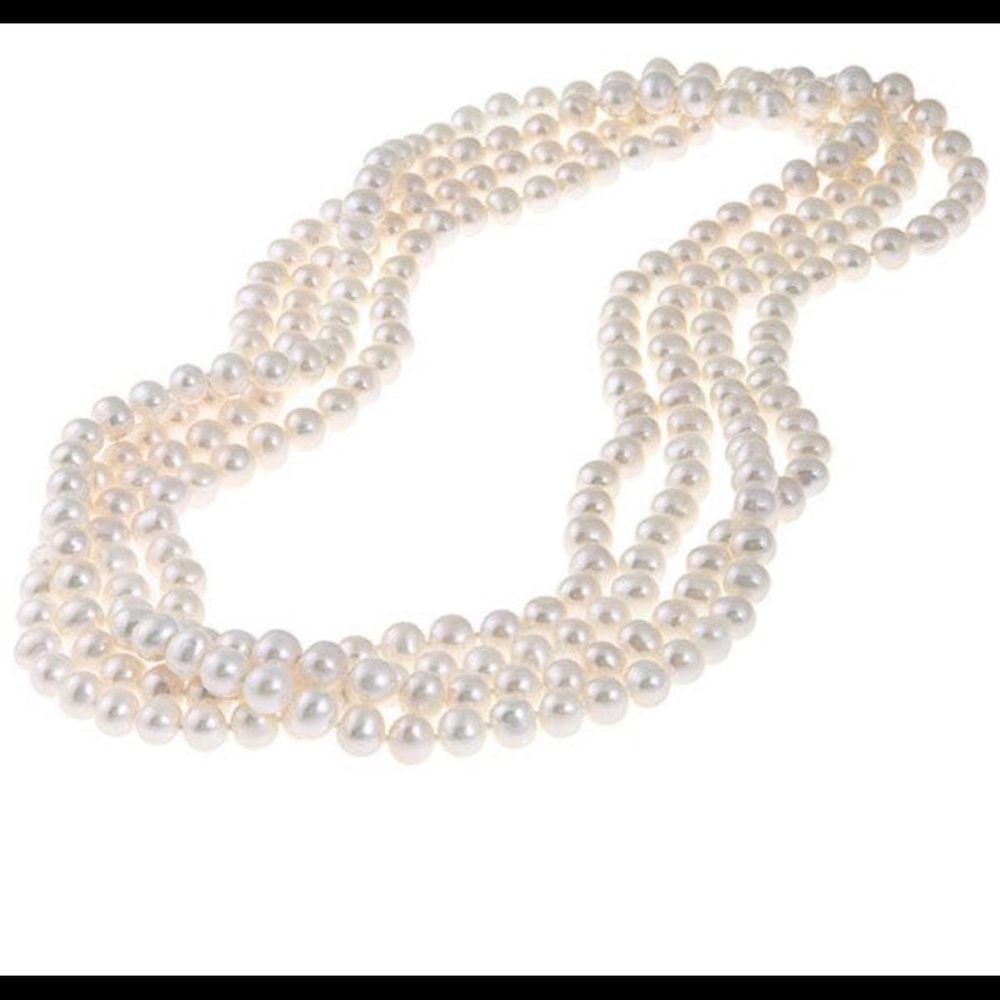 DaVonna white Fresh Water Pearl endless necklace.